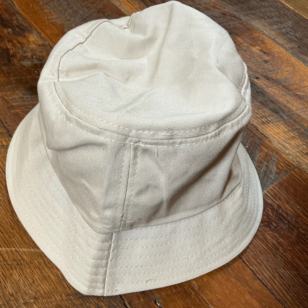 Beige Cotton Bucket Hat Unisex Size 58 Lightweight Summer Sun Hat